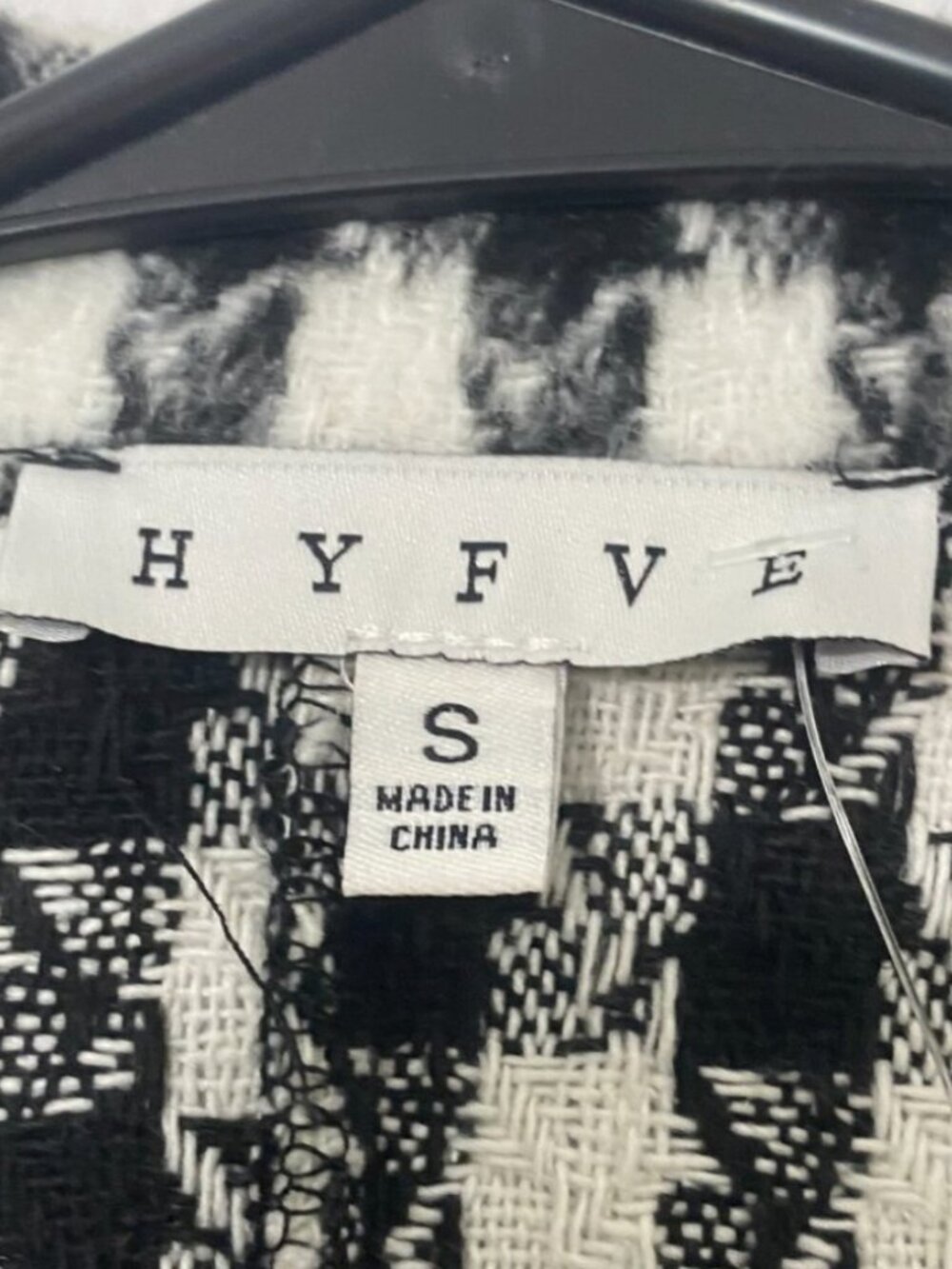 NWOT HYFVE Houndstooth Blazer Gold Hardware Long Sleeves "Very Chanel" B&W Small - Picture 8 of 8